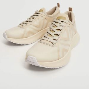 MANGO Running Shoes with Transparent Panels, Size 7.5 Color Beige